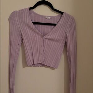 Garage Lilac Ribbed Crop Top